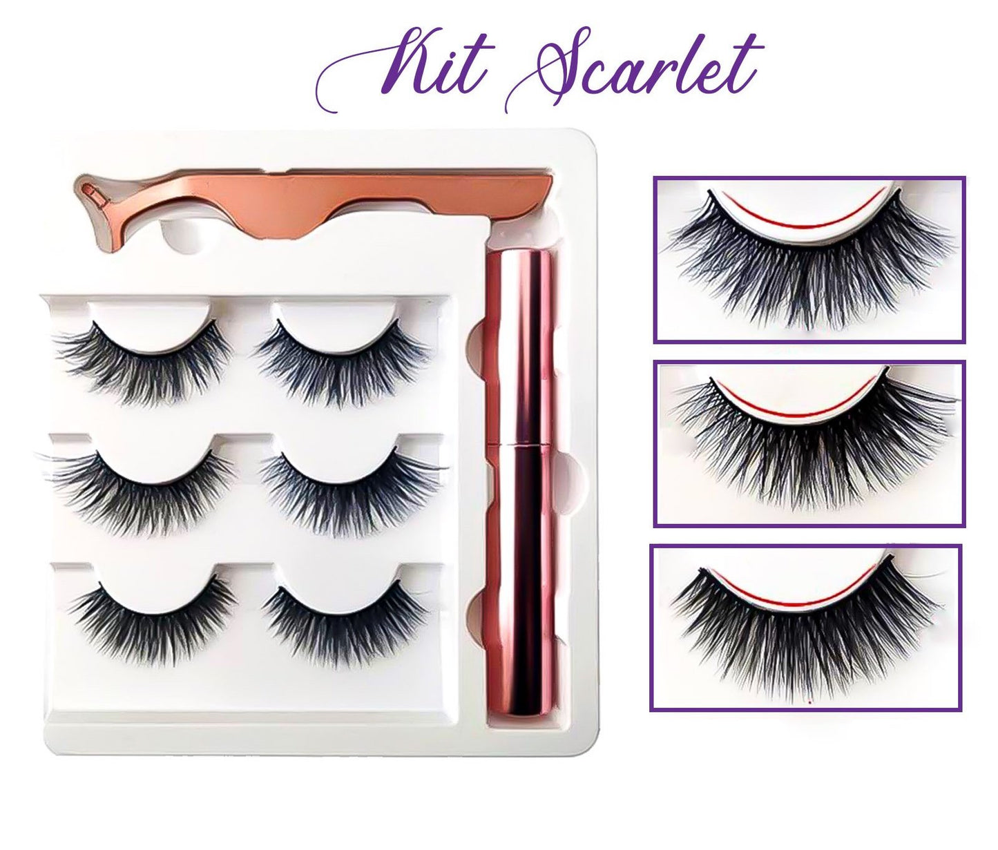 OH Fashion Black Mink Magnetic Lashes + Liner Kit Scarlet