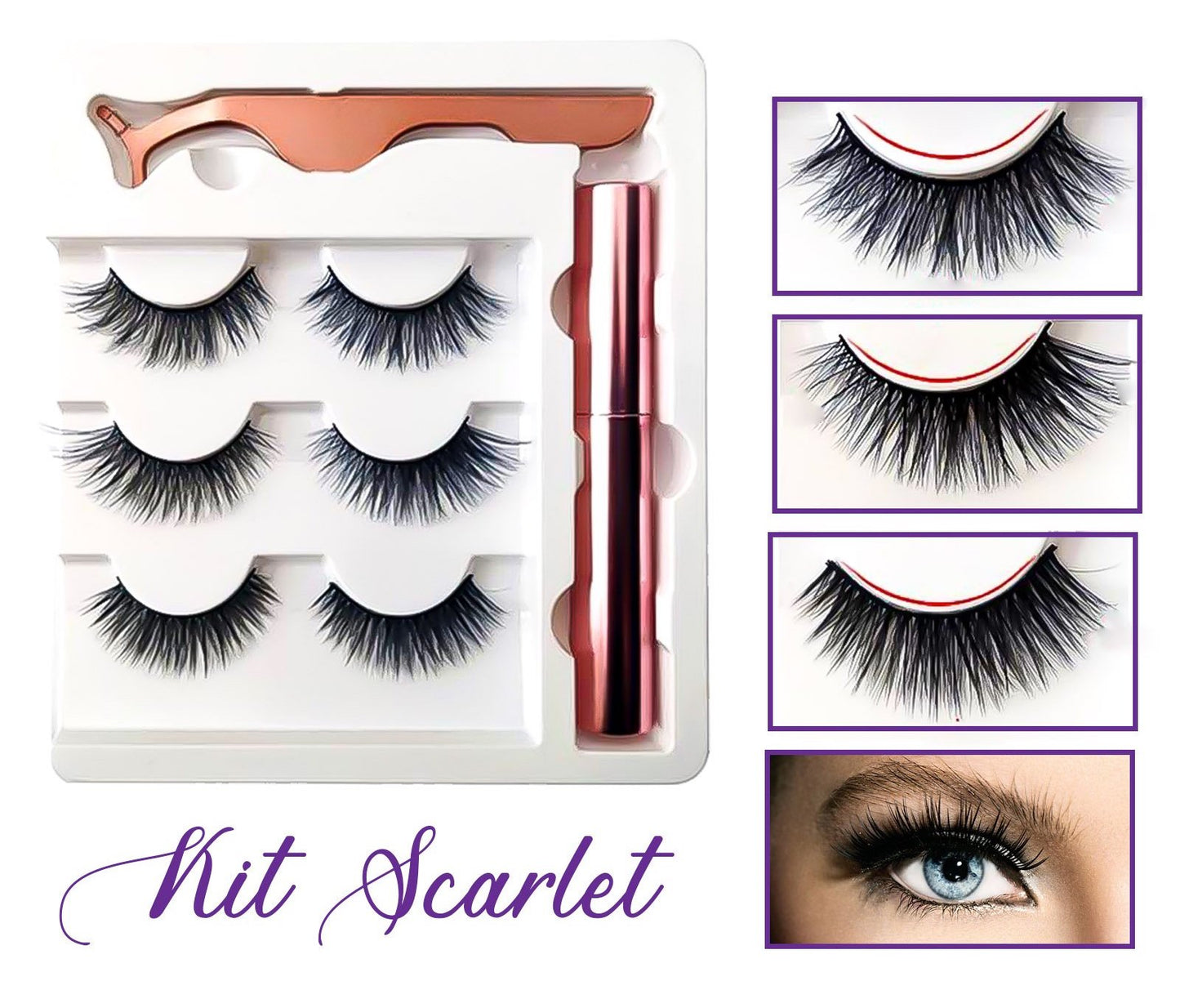 OH Fashion Black Mink Magnetic Lashes + Liner Kit Scarlet