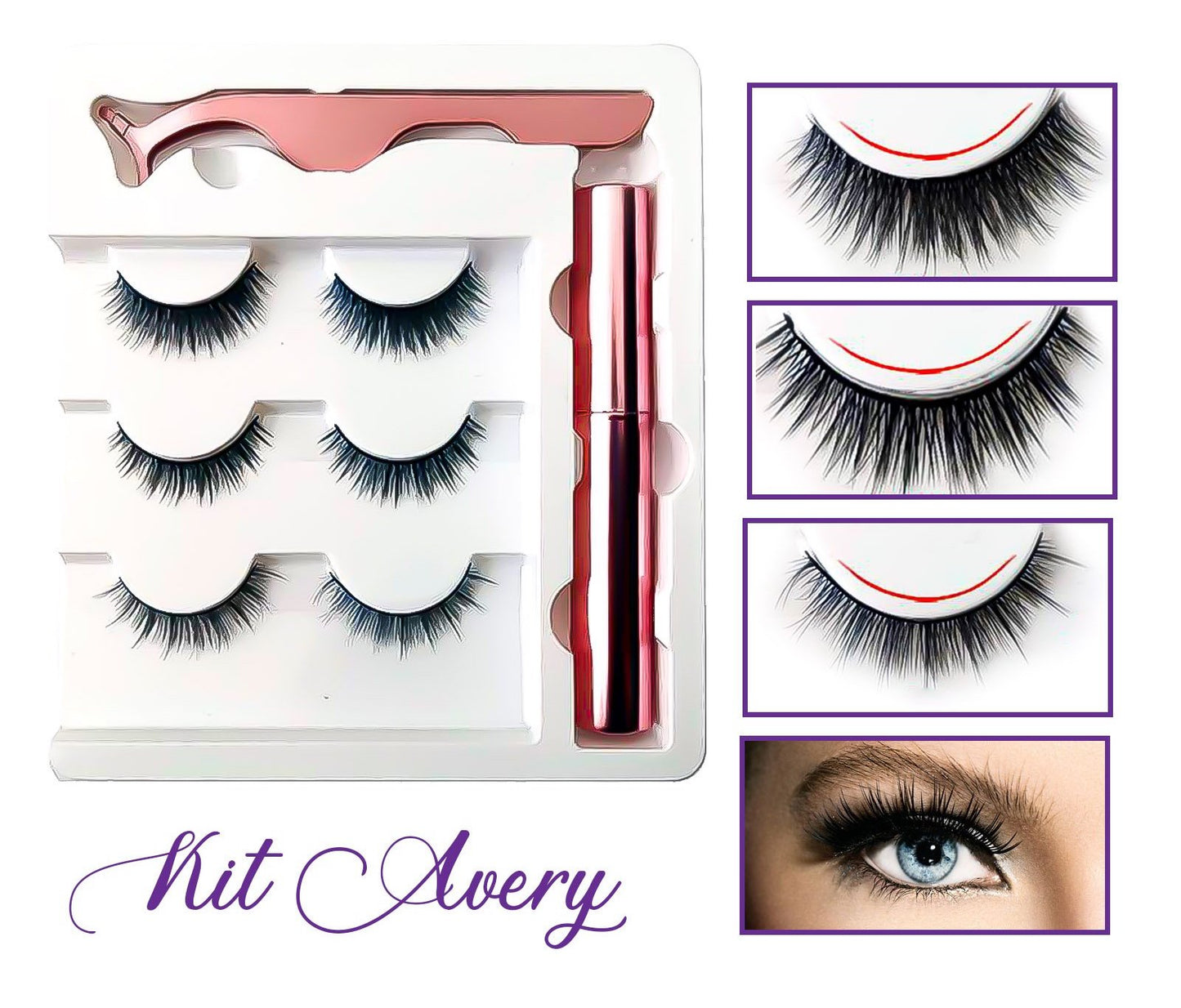 OH Fashion Black Mink Magnetic Lashes + Liner Kit Avery