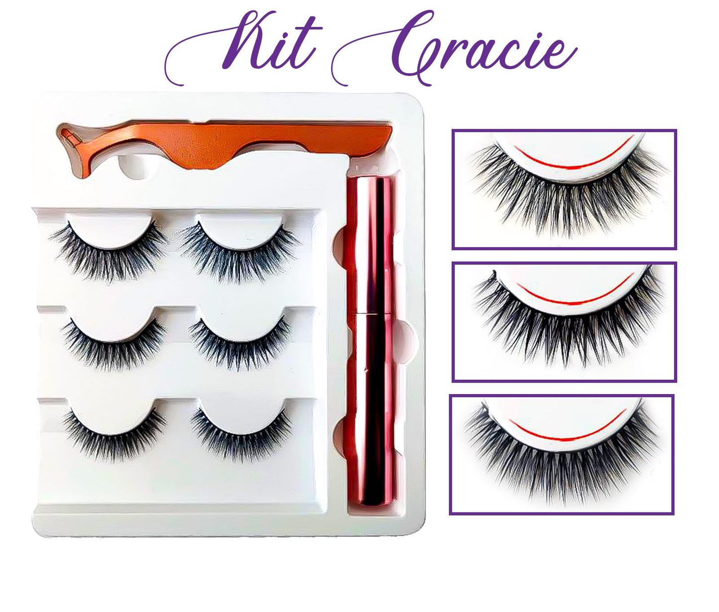 OH Fashion Black Mink Magnetic Lashes + Liner Kit Gracie