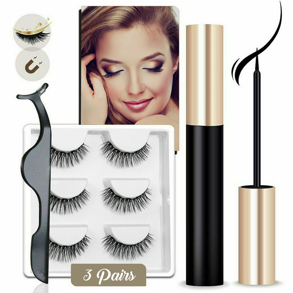 Liquid Eyeliner with 3 False Eyelashes Bright Eyelashes