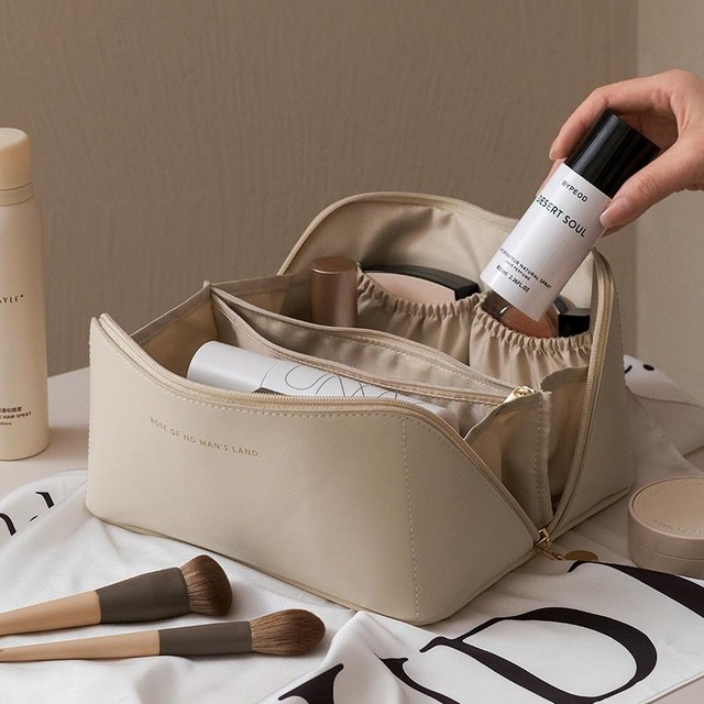 Cosmetic Bag Leather Makeup Organizer Toiletry Bags