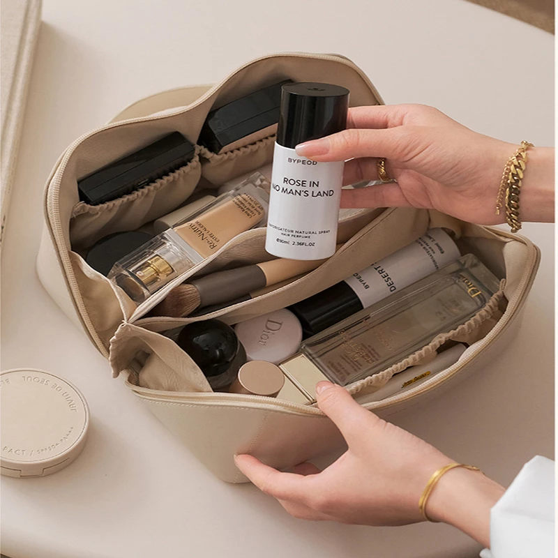 Cosmetic Bag Leather Makeup Organizer Toiletry Bags